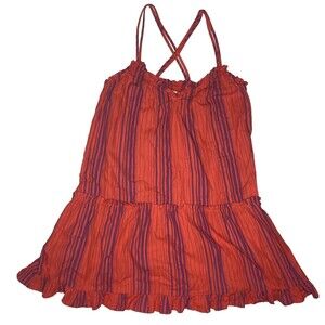 Universal Thread Women's XS Sleeveless Short Dress Red Purple Vertical Stripes